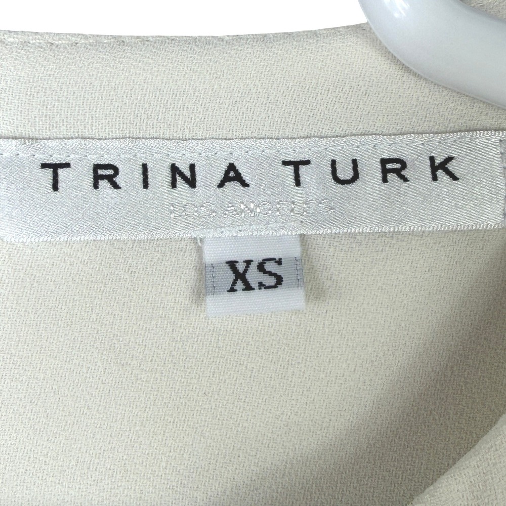 Trina Turk Akayo Keyhole Blouse Long Sleeve Ruffle Cuff Cream Feminine Top XS - Picture 4 of 12